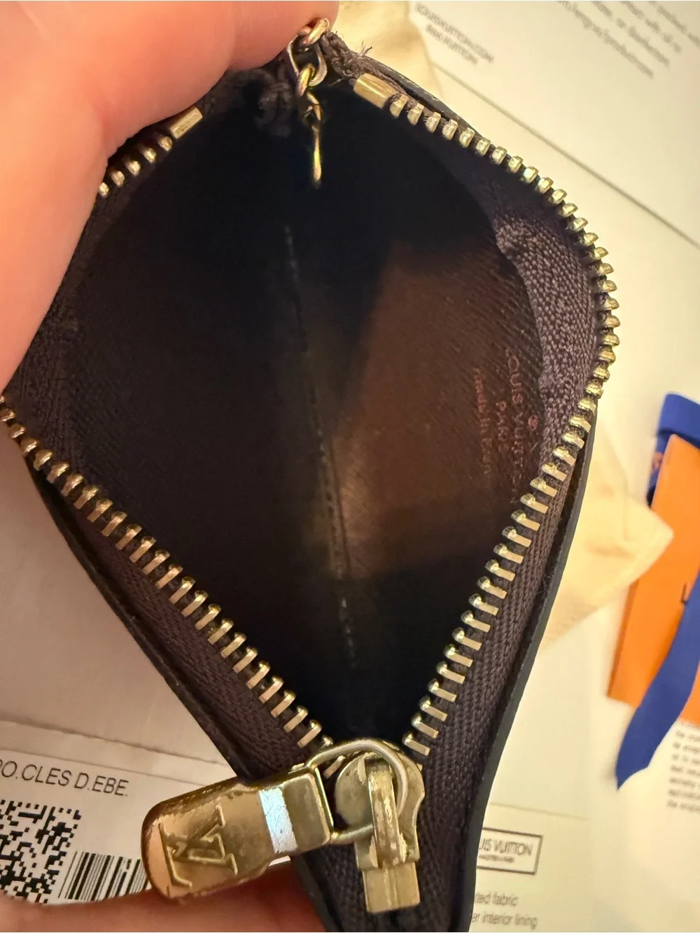 Louis Vuitton Brown Damier Ebene Key Pouch with Gold Hardware